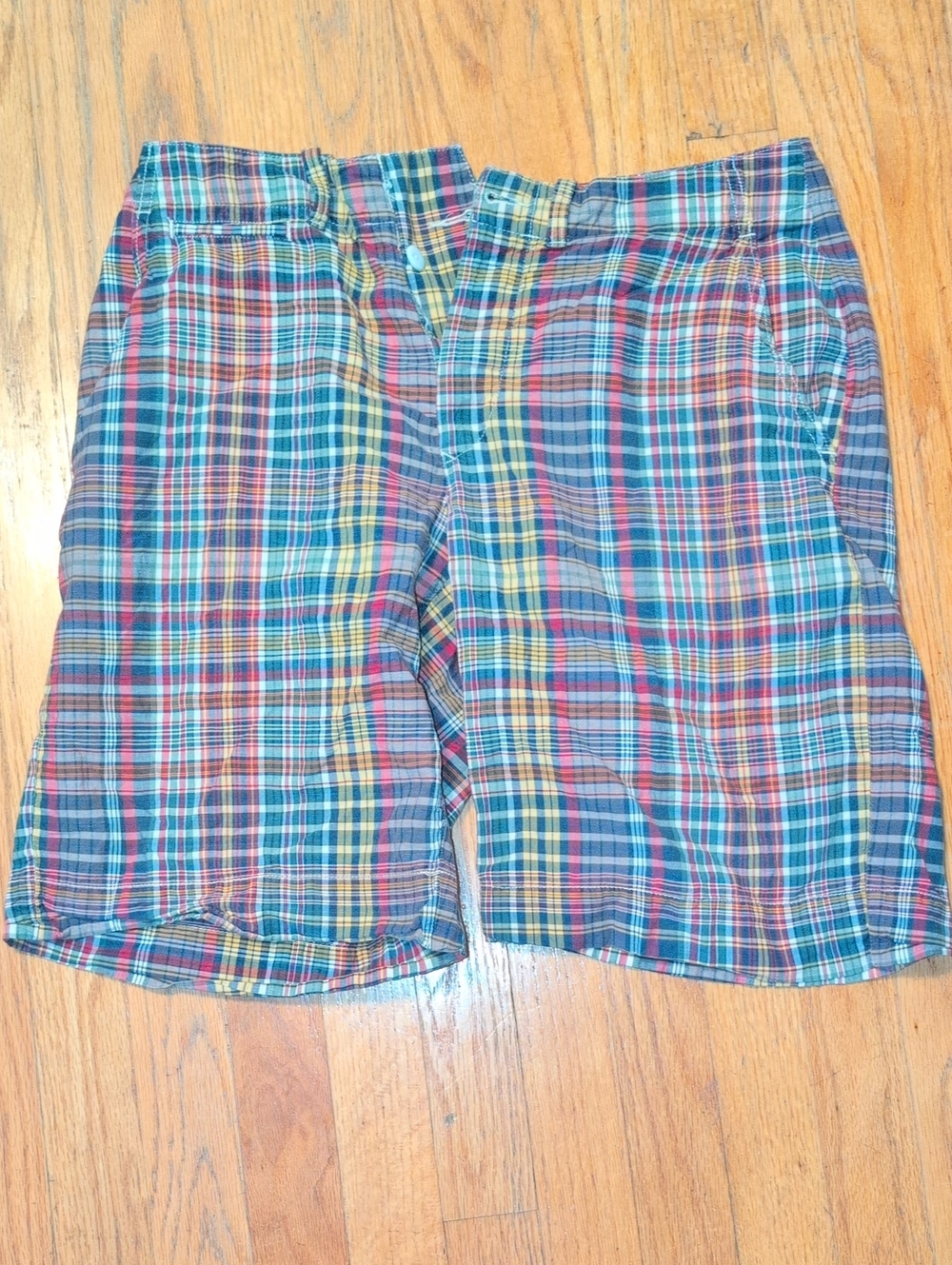 Polo by Ralph Lauren Blue and Yellow Plaid Flat Front Shorts